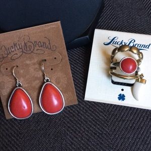 Lucky brand earring -3 ring set